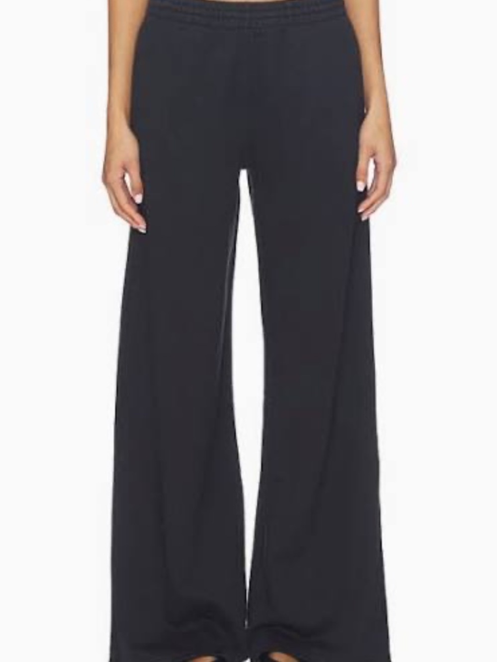 Anine Bing Kacey Monogram Cotton Wide Leg Black Sweatpants- MED